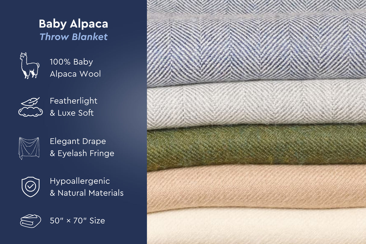 100% Alpaca Wool Throw Blanket