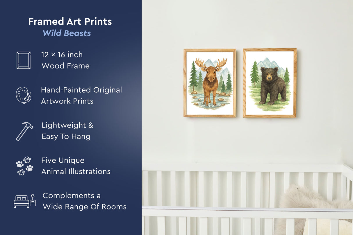 Wild Beasts Art Print, Framed (12" x 16")