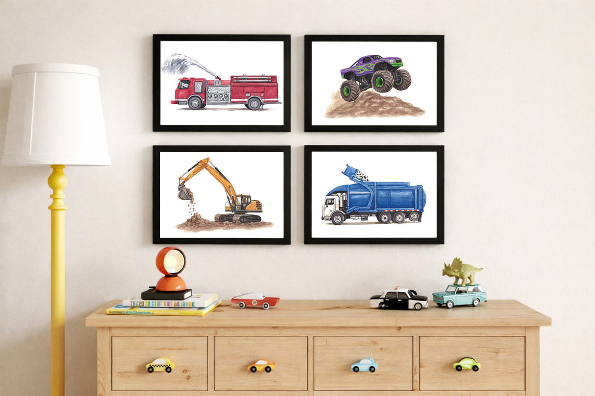 Humongous Trucks Art Print, Framed (16" x 12")
