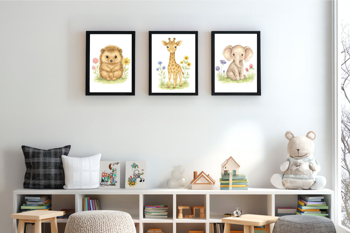 Adorable Baby Animals Art Print, Framed (12" x 16")