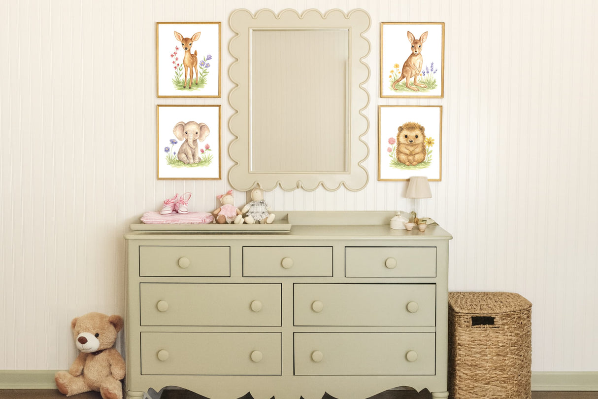 Adorable Baby Animals Art Print, Framed (12" x 16")