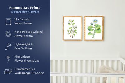 Watercolor Florals Art Print, Framed (12" x 16")