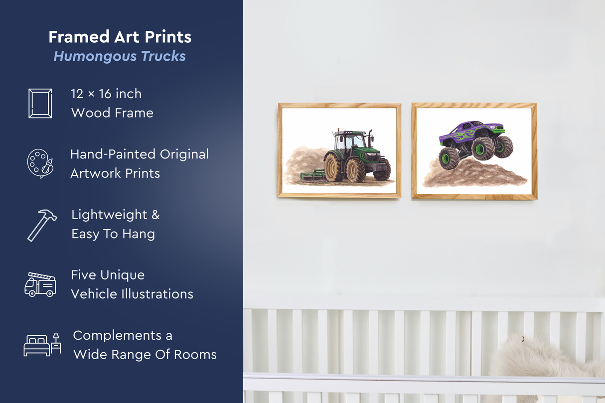 Humongous Trucks Art Print, Framed (16" x 12")
