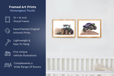 Humongous Trucks Art Print, Framed (16" x 12")