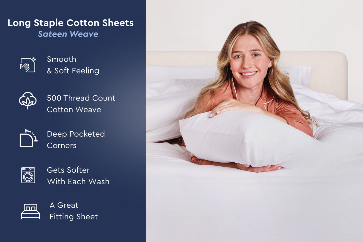 Smooth Sateen Cotton Bed Sheets