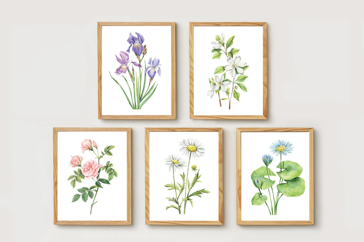 Watercolor Florals Art Print, Framed (12" x 16")